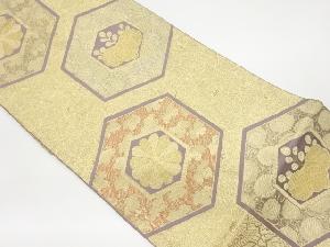 リサイクル　亀甲に菊桐模様織出し袋帯